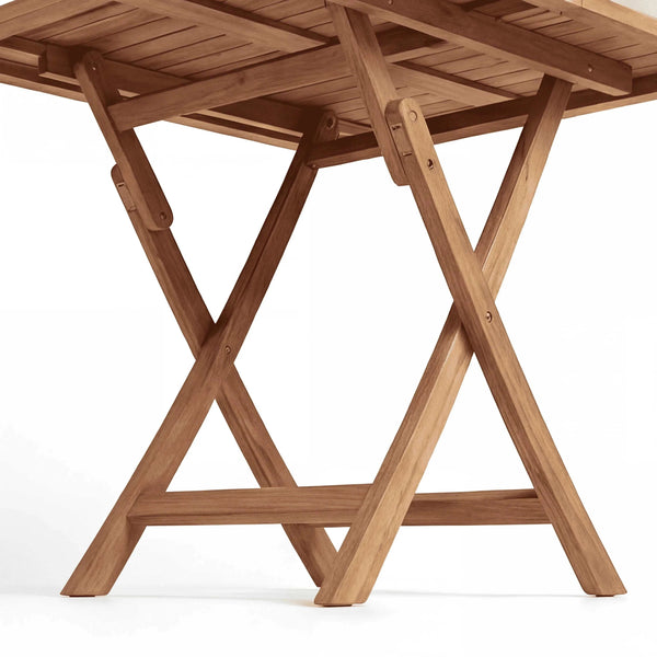 Kompakter Klapptisch Solo aus hochwertigem Teakholz für Garten und Balkon