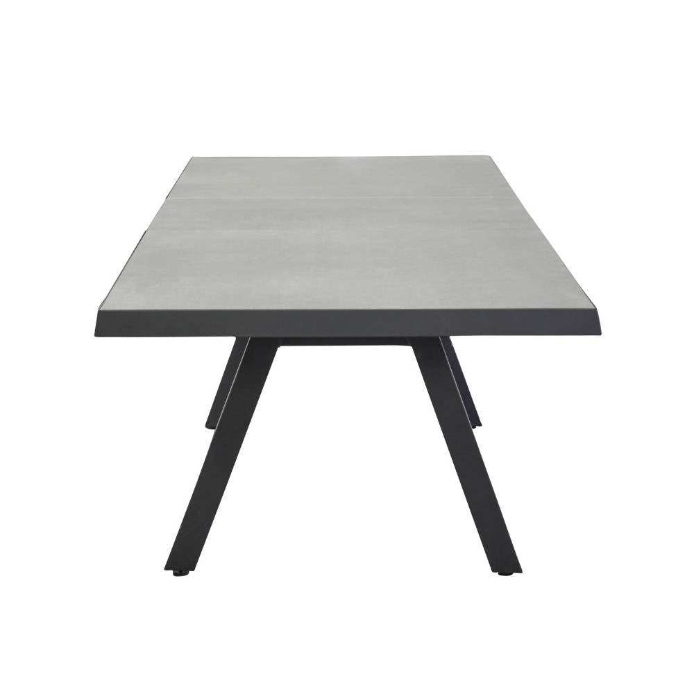 Moderner Ausziehtisch Vivera in Betonoptik mit Synchronauszug und Aluminiumgestell, 200/260 x 100 x 77 cm, ideal für Garten und Terrasse.