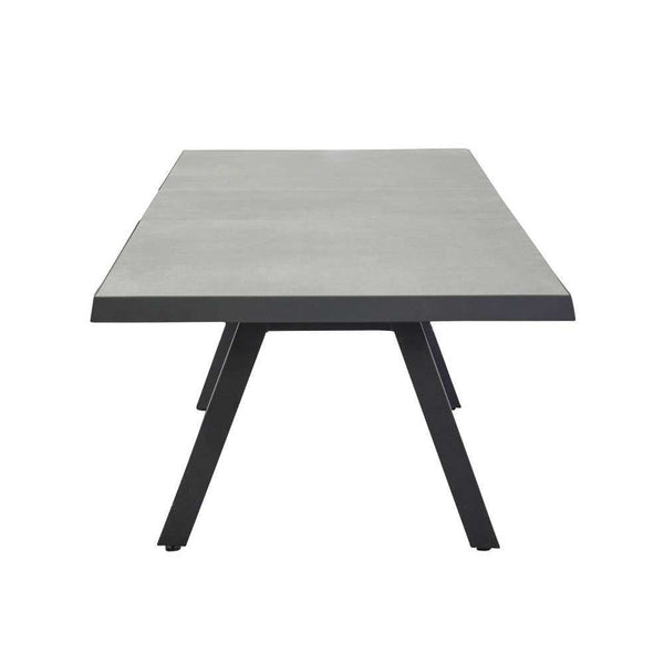 Moderner Ausziehtisch Vivera mit Synchronauszug in Betonoptik und robustem Aluminiumgestell für Garten und Terrasse.