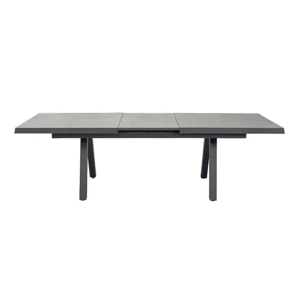 Moderner Ausziehtisch Vivera in Betonoptik mit Synchronauszug und Aluminiumgestell für außen