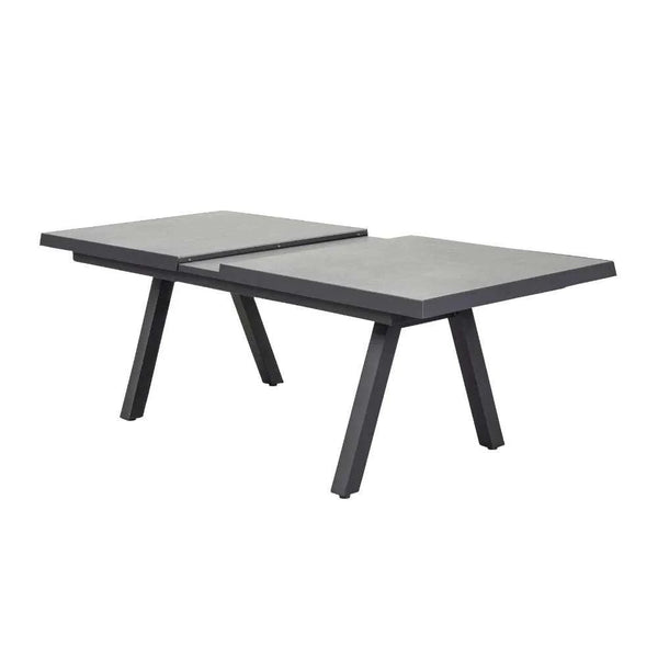 Moderner Ausziehtisch Vivera in Betonoptik mit Synchronauszug und Aluminiumgestell für den Außenbereich