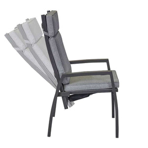 Positionsstuhl Sondrino Aluminium Gartensessel mit Kissen und verstellbarer Rückenlehne