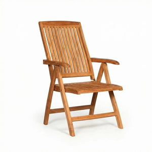 Hochlehnklappsessel Navy aus Teakholz mit hoher Rückenlehne und Klappfunktion für Garten und Terrasse