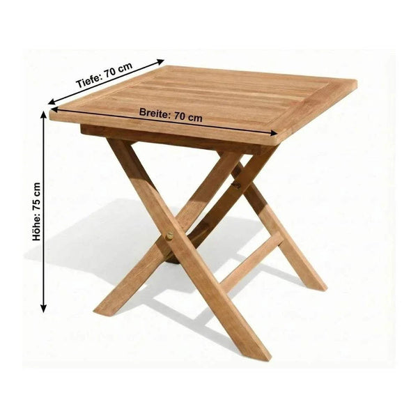 Kompakter Klapptisch Sailor aus robustem Teakholz für Garten und Balkon