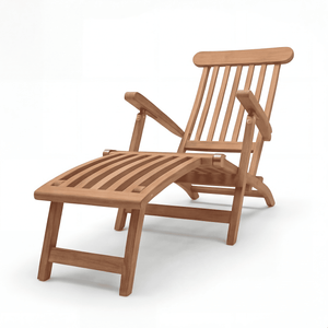 Deckchair Titanic aus Teakholz in Sterling mit verstellbarer Rückenlehne und abnehmbarer Fußstütze