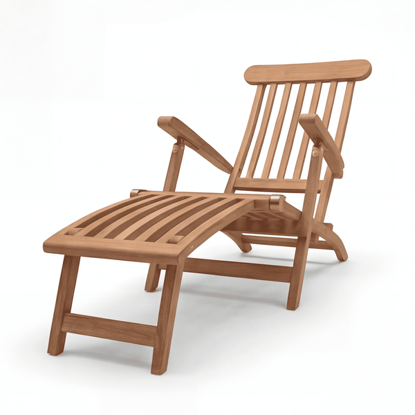 Deckchair Titanic aus Teakholz in Sterling mit verstellbarer Rückenlehne und abnehmbarer Fußstütze