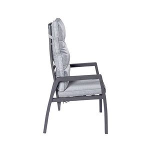 Moderner Positionsstuhl Bondino Aluminium mit Kissen auf Terrasse im Garten