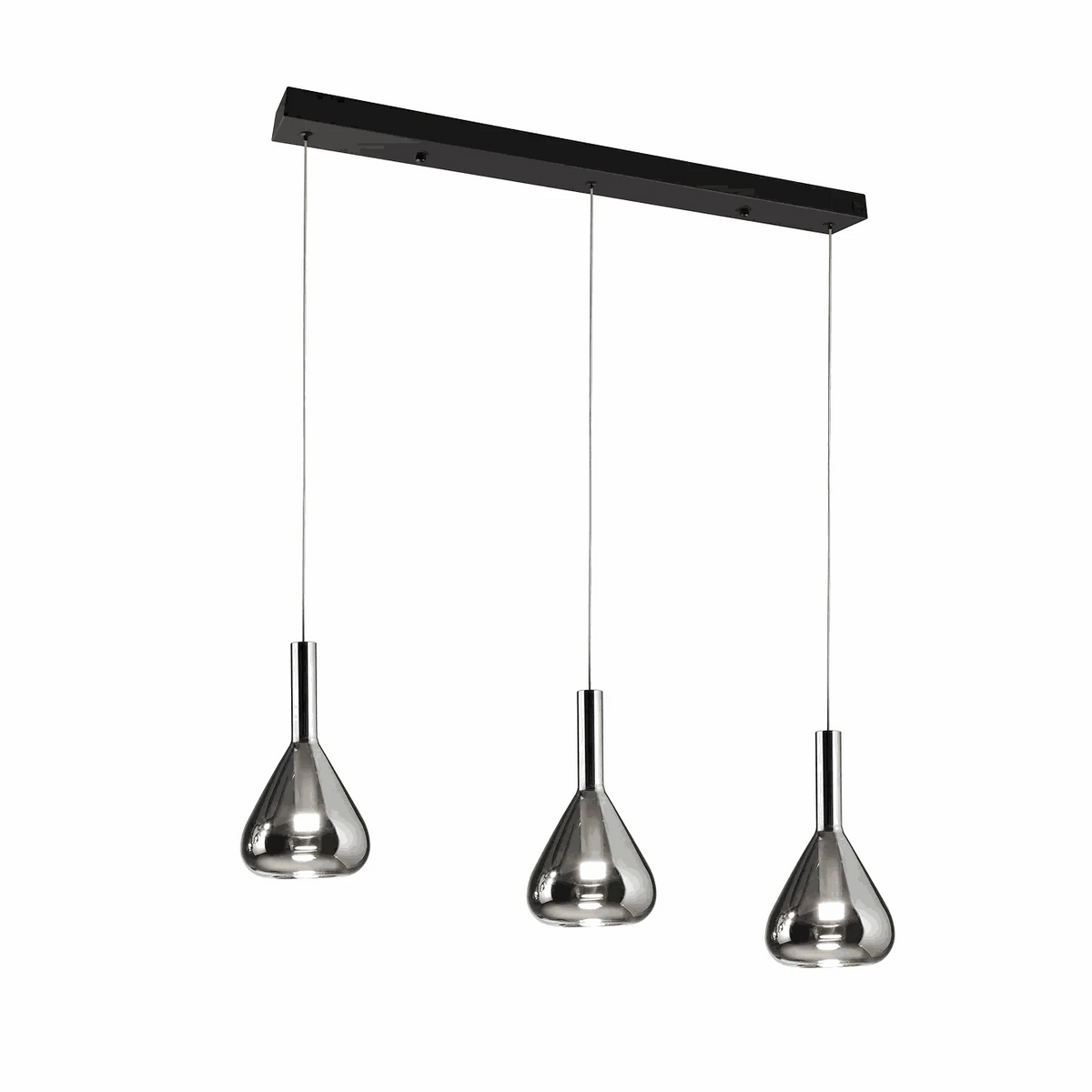 schwarze Pendelleuchte 100x20 cm LED dimmbar an Esstisch hängend