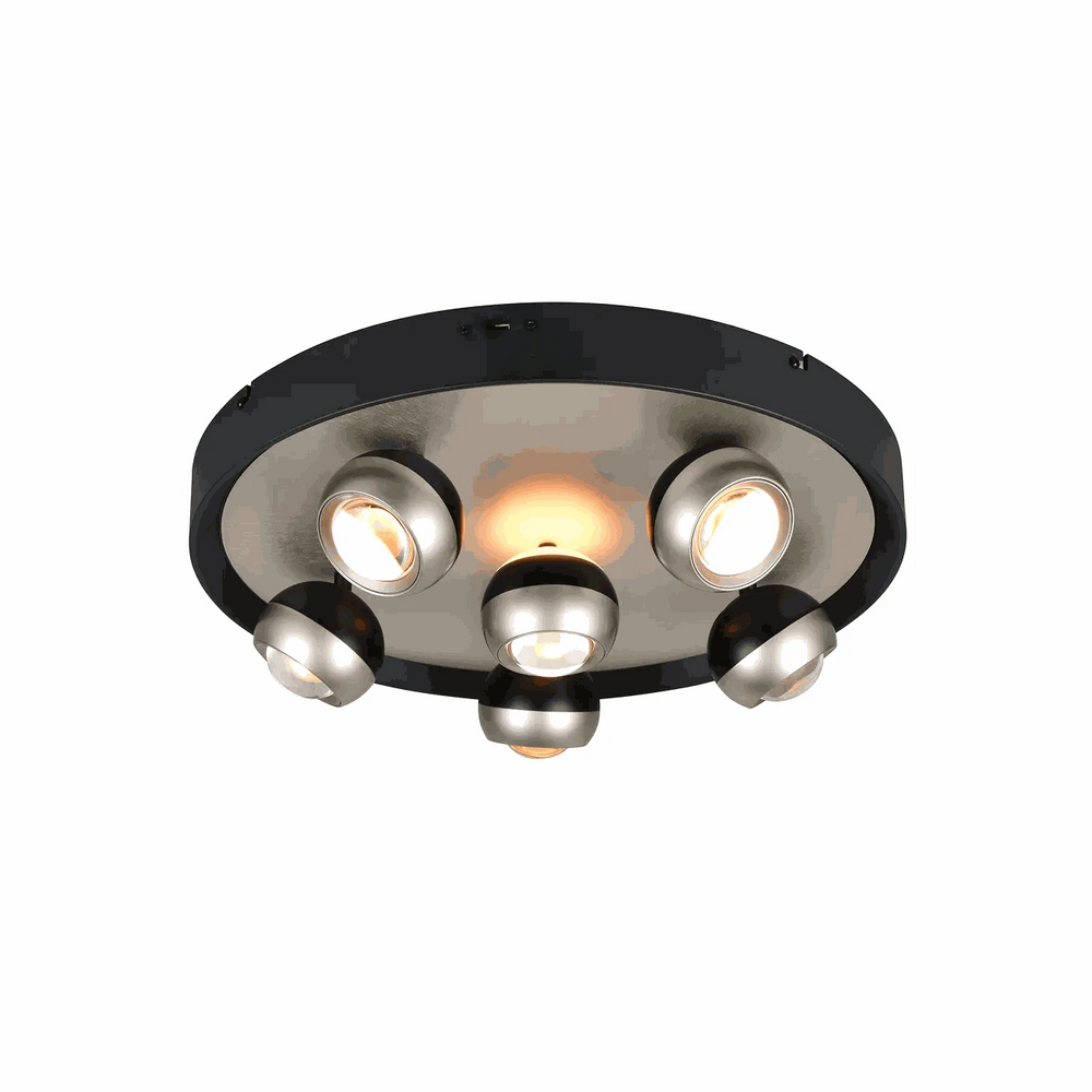 Deckenleuchte Ø50 cm LED schwenkbar nickel schwarz matt mit einstellbarer Farbtemperatur und Dimmerfunktion