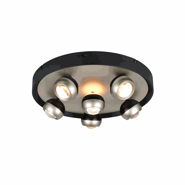 Deckenleuchte Ø50 cm LED schwenkbar nickel schwarz matt mit dimmbarer Farbtemperatur und Up-and-Down-Beleuchtung