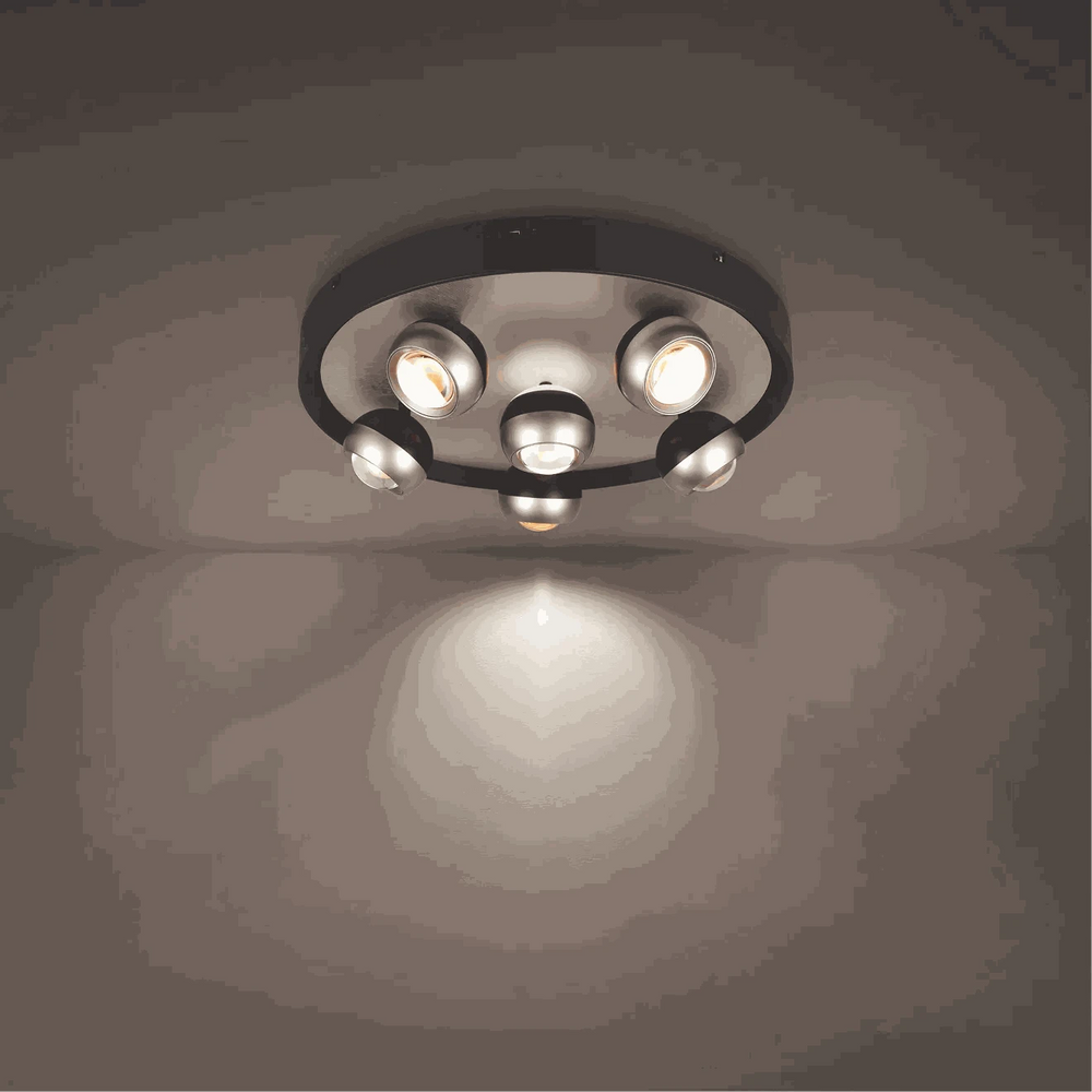Deckenleuchte Ø50 cm LED schwenkbar nickel schwarz matt mit einstellbarer Farbtemperatur und Dimmer