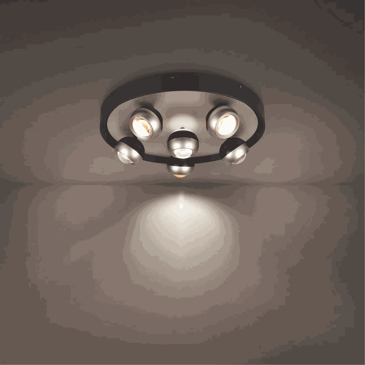 Deckenleuchte Ø50 cm LED schwenkbar nickel schwarz matt mit einstellbarer Farbtemperatur und Dimmer