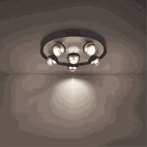 Deckenleuchte Ø50 cm LED schwenkbar nickel schwarz matt mit einstellbarer Farbtemperatur und Dimmer