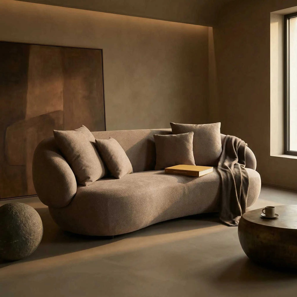 Polstergarnitur New Idea 3-Sitzer mittelbraun Stoff kompakt komfortabel