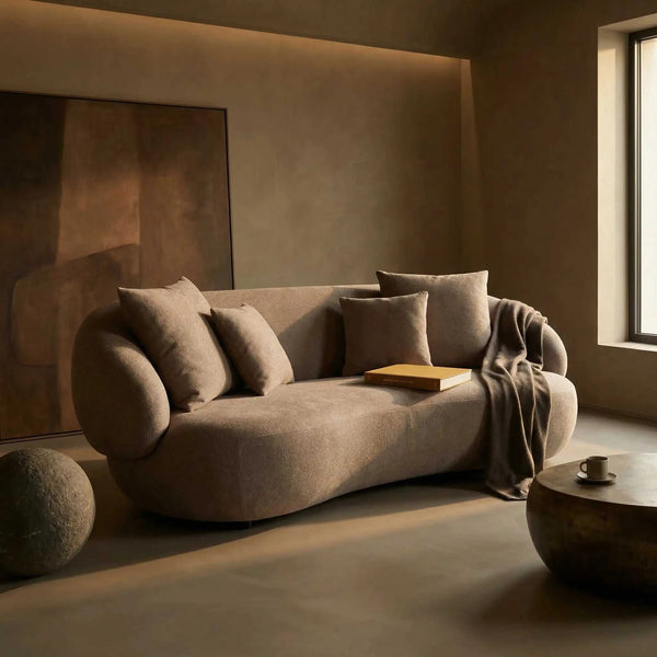 Polstergarnitur New Idea 3-Sitzer mittelbraun Stoff kompakt komfortabel