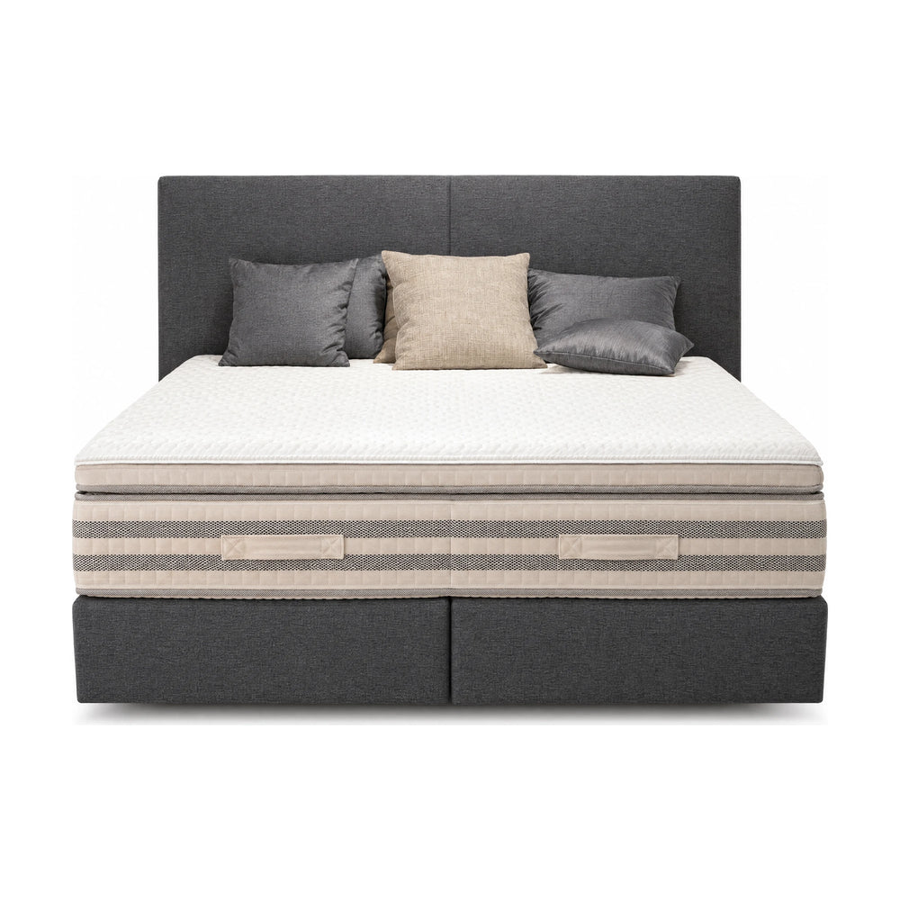 Boxspringbett Interliving 1410 in Grau 180x200 cm mit Matratze und Topper freigestellt auf weißem Hintergrund – Möbel Graf Dresden – Art.-Nr. 16892..21