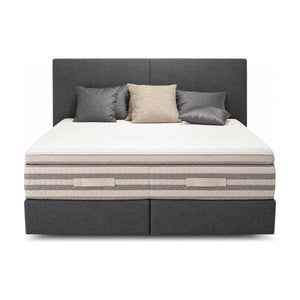 Boxspringbett Interliving 1410 in Grau 180x200 cm mit Matratze und Topper freigestellt auf weißem Hintergrund – Möbel Graf Dresden – Art.-Nr. 16892..21