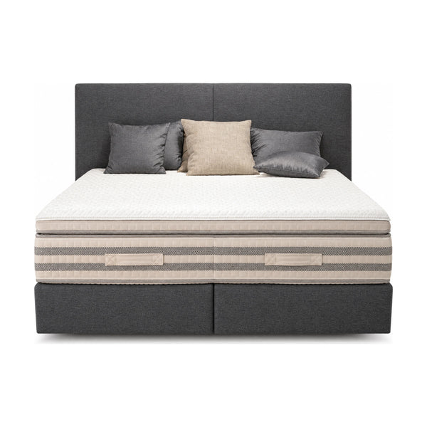 Boxspringbett Interliving 1410 in Grau 180x200 cm mit Matratze und Topper freigestellt auf weißem Hintergrund – Möbel Graf Dresden – Art.-Nr. 16892..21