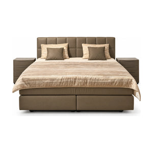 Boxspringbett Toska stone 180x200 cm mit 2 Konsolen, Topper und Tagesdecke freigestellt auf weißem Hintergrund – Möbel Graf Dresden – Art.-Nr. 20944..31