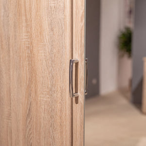 Drehtürenschrank San Remo Eiche Sägegrau 6-türig mit Spiegeltüren und Schubkästen Detailansicht Material und Verarbeitung – Möbel Graf Dresden – Art.-Nr. 558039.7.