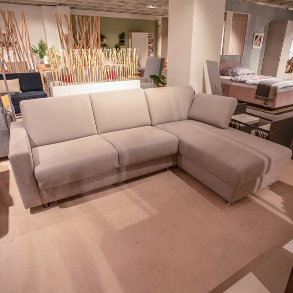 Funktionssofa Flores mit Longchair Stoff Beige Gelformmatratze 120x200 – Abverkauf Möbel Graf Dresden – Art.-Nr. 626017.6.21