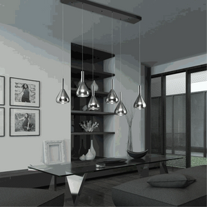 Schwarze matte Pendelleuchte 155x40 cm LED dimmbar über Esstisch