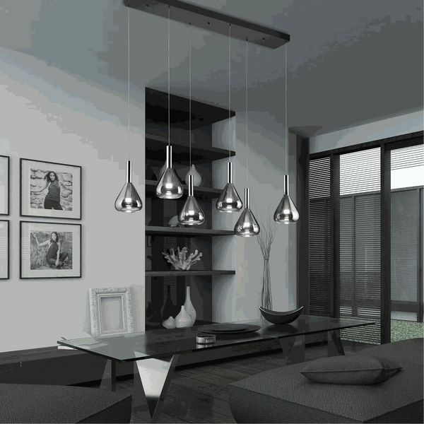 Schwarze matte Pendelleuchte 155x40 cm LED dimmbar über Esstisch