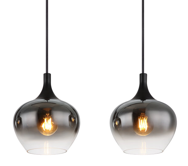Pendelleuchte Globo Maxy Detail: Rauchglaskugel Ø 18 cm mit schwarzer E27-Fassung und Kabel – Möbel Graf Pirna/Dresden