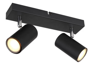 Deckenstrahler 26 cm 2-flammig Globo Robby GU10 in Schwarz matt, Spots an Deckenschiene, Ansicht von vorn