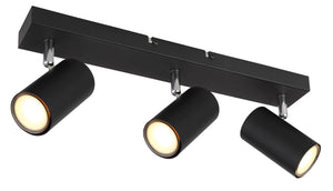Deckenstrahler 41 cm 3-flammig Globo Robby GU10 in Schwarz matt, Spots an Deckenschiene, Ansicht von vorn