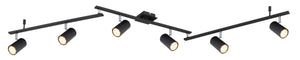 Deckenstrahler 180 cm 6-flammig Globo Robby GU10 in Schwarz matt, schwenkbare Spots an Deckenschiene, Ansicht von vorn