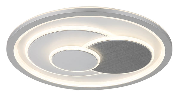 LED Deckenleuchte Ø48 cm Globo Ruiz I in Weiß matt mit opalem Schirm und Chromring, Ansicht von unten