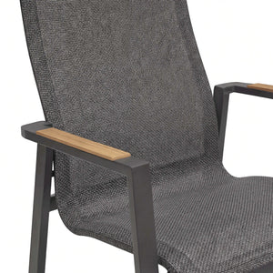 Hochlehner Rügen Gartenstuhl mit Teak-Armlehnen und Aluminiumgestell in Anthrazit