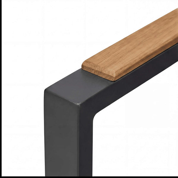 Hochlehner Rügen Gartenstuhl mit Teak-Armlehnen und Aluminiumgestell in Anthrazit