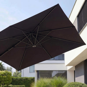 Ampelschirm Lexa 300x300 cm mit LED-Solarlicht und schwenkbarem Aluminiumgestell in Anthrazit