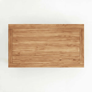 Moderner Gartentisch Carlton aus Teakholz in Sterling mit rechteckiger Form für Terrasse und Garten.