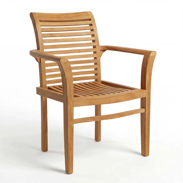 Stapelstuhl Curve aus Teakholz in Sterling mit stapelbarem Design für Garten und Terrasse