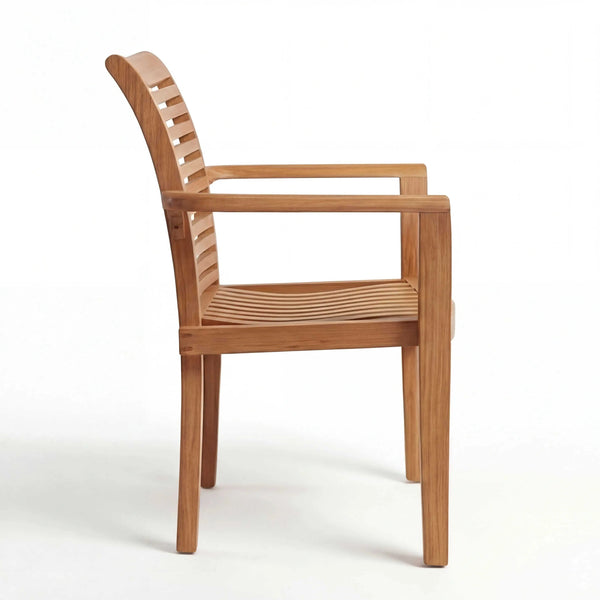 Stapelstuhl Curve aus Teakholz in Sterling, stapelbar und für Garten, Terrasse oder Balkon geeignet