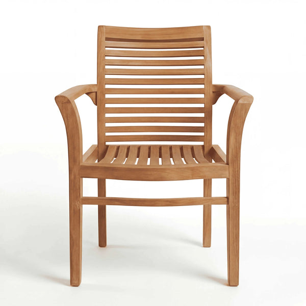 Stapelstuhl Curve aus Teakholz in Sterling, stapelbar und ideal für Garten und Terrasse