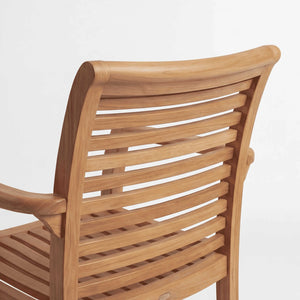 Stapelstuhl Curve aus Teakholz in Sterling, stapelbar und vielseitig für Garten und Terrasse