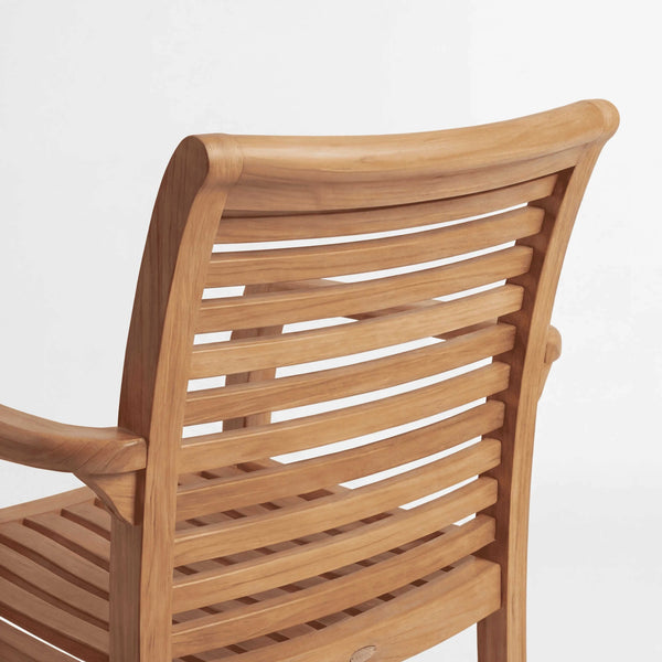 Stapelstuhl Curve aus Teakholz in Sterling, stapelbar und vielseitig für Garten und Terrasse