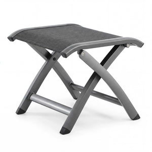 Gartenhocker Kensington mit pulverbeschichtetem Aluminiumgestell und wetterfester Textilen-Sitzfläche für Innen- und Außenbereich