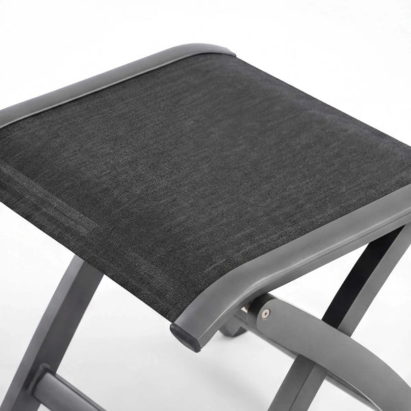 Gartenhocker Kensington mit pulverbeschichtetem Aluminiumgestell und wetterfestem Textilen-Sitzfläche für Innen- und Außenbereich