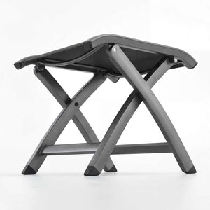 Moderner Gartenhocker Kensington mit wetterfestem Textilen-Sitz und pulverbeschichtetem Aluminiumgestell für Terrasse und Balkon