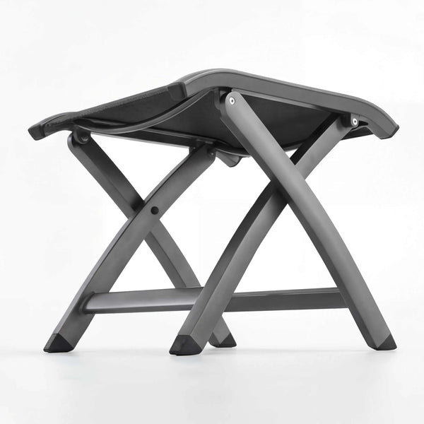 Moderner Gartenhocker Kensington mit wetterfestem Textilen-Sitz und pulverbeschichtetem Aluminiumgestell für Terrasse und Balkon