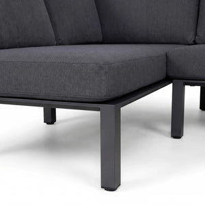 Modernes Ecklounge-Set Widoo mit Aluminiumgestell und dunkelgrauen Polstern für Garten und Terrasse