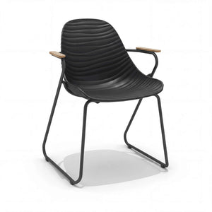 4er Set Schalenstuhl Stream mit Teak-Armlehnen