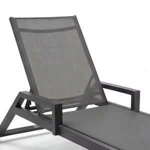 Moderne Gartenliege Spoga aus Aluminium Anthrazit mit Textilene und Sitzkissen
