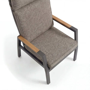 Positionsstuhl Spoga mit Aluminiumgestell, Textilene und Teakholz-Armlehnen