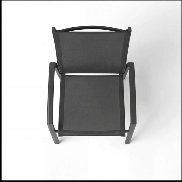 Moderner Stapelsessel Kari mit hoher Rückenlehne und pulverbeschichtetem Aluminiumgestell in Anthrazit